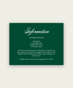 Information cards for wedding