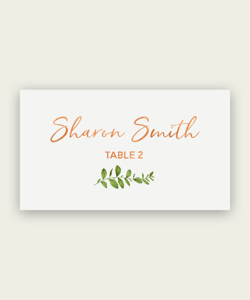 Copper Name Cards with Greenery