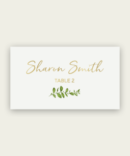 Gold Name Cards with Greenery