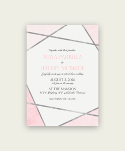 Silver geometric wedding invitations