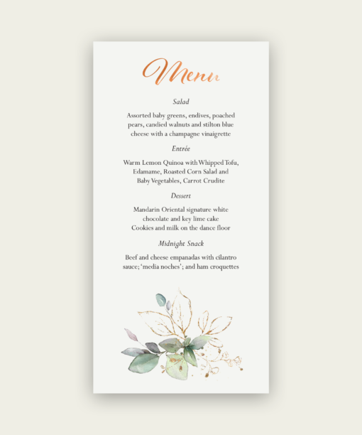 Gilded Branches Wedding Menus - Image 4