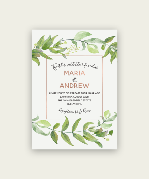 Green Floral Wedding Invitations - Image 3