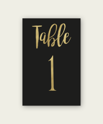 black and gold table numbers