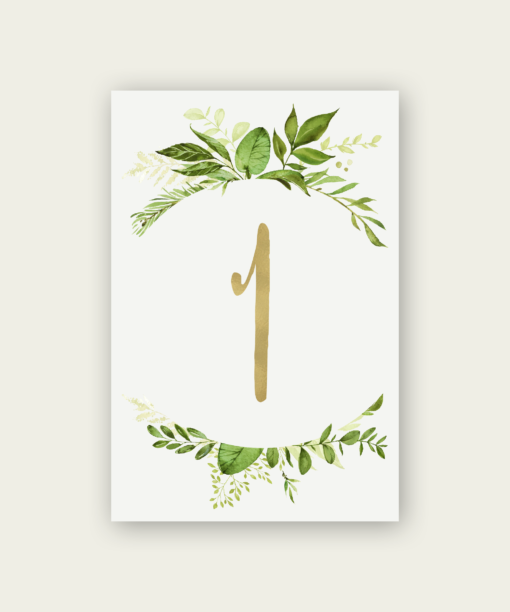 Greenery Circlet Table Numbers