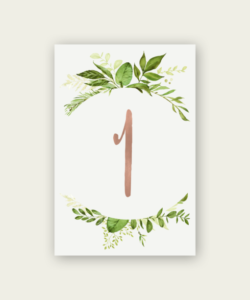 Greenery Circlet Table Numbers - Image 3