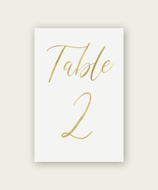 Gold foil table numbers wedding