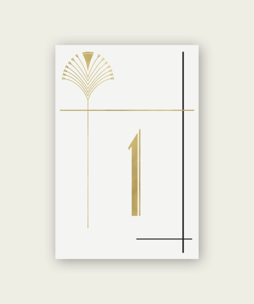 Gold and black art deco table numbers