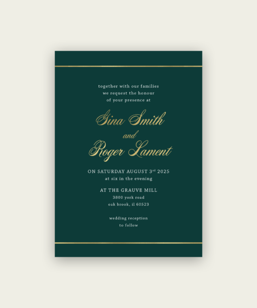 Green and Gold Wedding Invitations